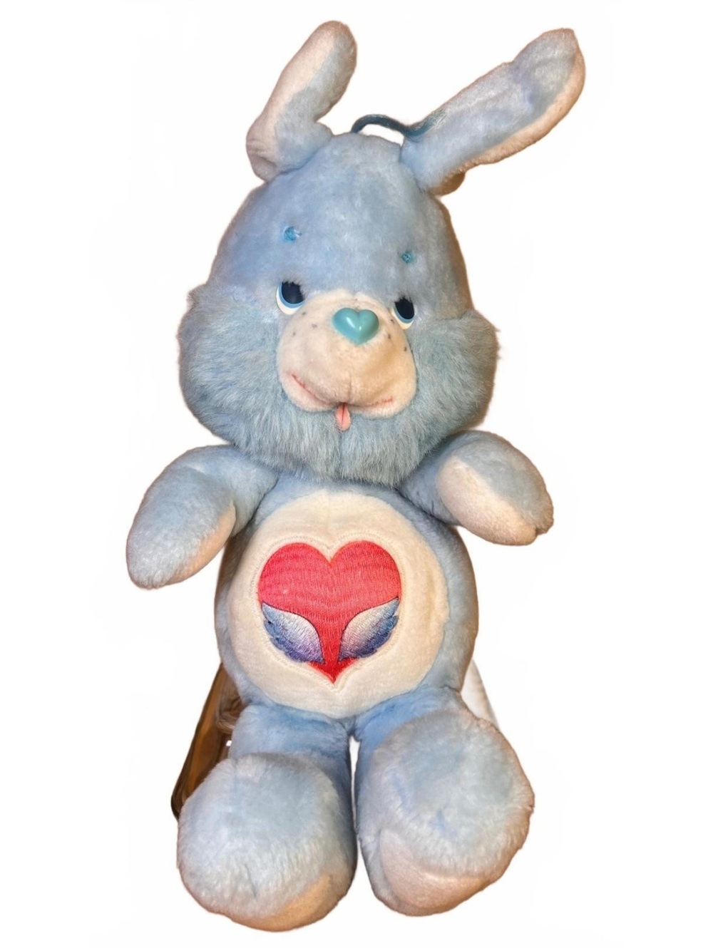 Vintage Care Bears Cousins Blue Bunny Plush with Heart Emblem